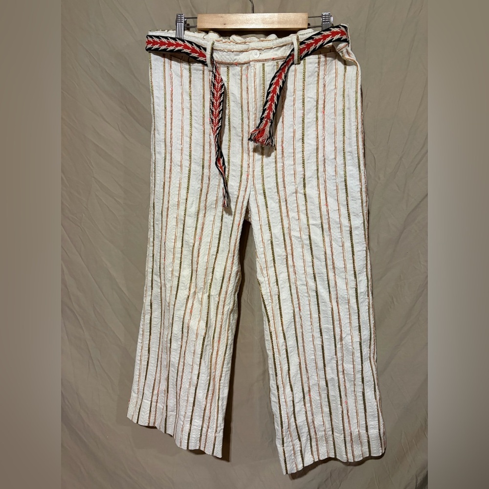 Johnny Was Lola Striped Belted Wide Leg Pant